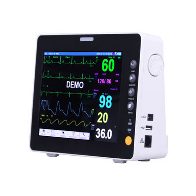 8インチ電動マルチパラメータ患者モニター（SpO2/ECG/PR/NIBP/TEMP/RESP搭載、1年保証付き）